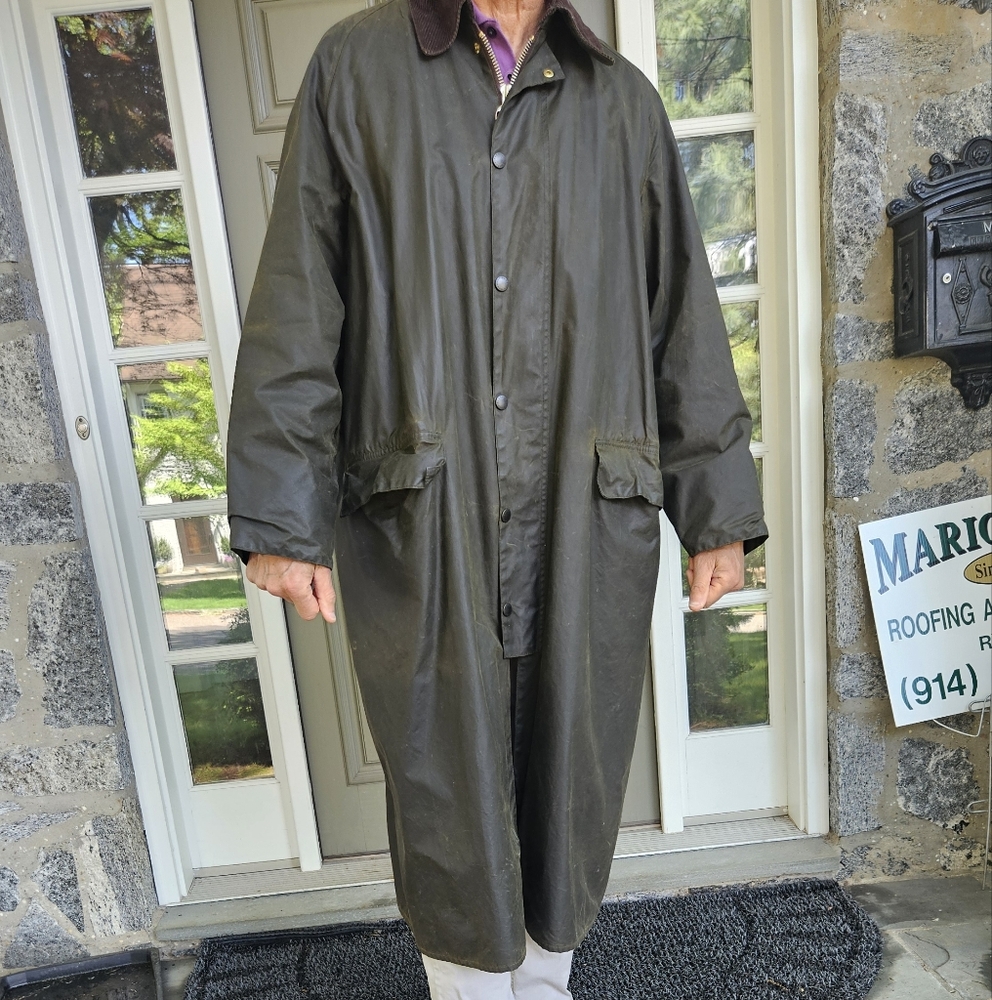 Barbour Vintage Dark Green Long Waxed Coat